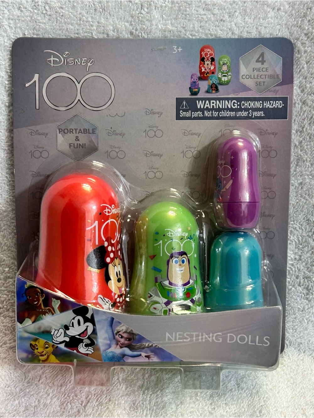 New! Disney 100 Nesting Dolls Set of 4 Minnie Mouse Buzz Moana and Stitch